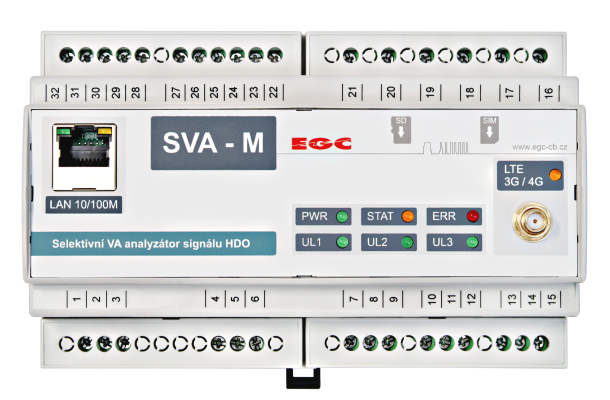 SVA-M - třífázové měření signálu HDO, upevnění na DIN lištu